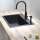 22-1/2in x 20in  x 8-1/2in silQ Granite Kitchen Sink with Single Bowl, Drop-in Installation, with 1 Pre-Drilled Faucet Hole, in Black