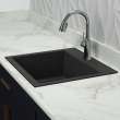 Transolid Quantum 22in x 20in silQ Granite Drop-in Single Bowl Kitchen Sink with 1 Pre-Drilled Faucet Hole, in Espresso