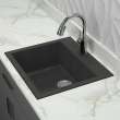 Transolid Quantum 22in x 20in silQ Granite Drop-in Single Bowl Kitchen Sink with 3 CAB Faucet Holes, In Espresso