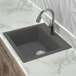 Transolid Quantum 22in x 20in silQ Granite Drop-in Single Bowl Kitchen Sink with 1 Pre-Drilled Faucet Hole, in Grey
