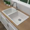 33-in x 18-in x 9-in silQ Granite Kitchen Sink with 1-3/4 Double bowls, Undermount Installation, in White