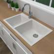 33-in x 18-in x 9-in silQ Granite Kitchen Sink with 1-3/4 Double bowls, Undermount Installation, in White