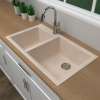 33-in x 18-in x 9-in silQ Granite Kitchen Sink with 1-3/4 Double bowls, Undermount Installation, in Cafe Latte