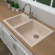 33-in x 18-in x 9-in silQ Granite Kitchen Sink with 1-3/4 Double bowls, Undermount Installation, in Cafe Latte