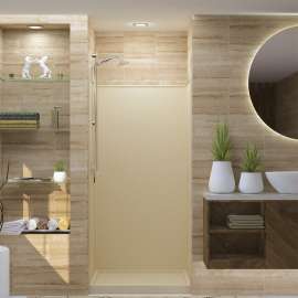 36-in x 36-in x 72-in Solid Surface Shower Wall Trimmable Surround in Sea Shore