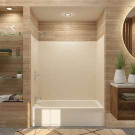 60-in x 32-in x 60-in Solid Surface Tub Wall Surround in Sea Shore
