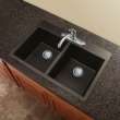 Transolid Radius 33in x 22in silQ Granite Drop-in Double Bowl Kitchen Sink with 1 Pre-Drilled Faucet Hole, in Espresso