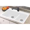 33-in X 22-in X 9.5-in silQ Granite Kitchen Sink with 1-3/4 J-Shaped Double Offset Bowls, Drop-in Installation, with 4 CABD Faucet Holes, In White