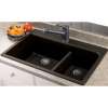 33-in X 22-in X 9.5-in silQ Granite Kitchen Sink with 1-3/4 J-Shaped Double Offset Bowls, Drop-in Installation, with 4 CABD Faucet Holes, In Espresso