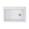 Transolid Radius 33in x 22in silQ Granite Drop-in Single Bowl Kitchen Sink with 1 Pre-Drilled Faucet Hole, in White