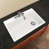 33-in X 22-in X 9.5-in silQ Granite Kitchen Sink with Super Single Offset Bowl, Drop-in Installation, with 4 CADE Faucet Holes, In White
