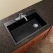 33-in X 22-in X 9.5-in silQ Granite Kitchen Sink with Super Single Offset Bowl, Drop-in Installation, with 4 CADE Faucet Holes, In Black