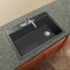 33-in X 22-in X 9.5-in silQ Granite Kitchen Sink with Super Single Offset Bowl, Drop-in Installation, with 4 CADE Faucet Holes, In Grey