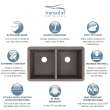 31.75-in x 19.125-in x 9.5-in Granite Double Equal Undermount Kitchen Sink in Espresso with Grids, Strainer, Disposer Strainer, Installation Kit