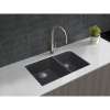 31.75-in x 19.25-in x 9.5-in silQ Granite Kitchen Sink with 1-3/4 J-Shaped Double bowls, Undermount Installation, in Grey