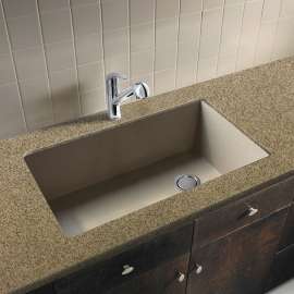 31.75-in x 19.125-in x 9.5-in silQ Granite Kitchen Sink with Super Single bowl, Undermount Installation, in Cafe Latte
