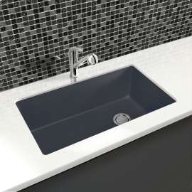 31.75-in x 19.125-in x 9.5-in silQ Granite Kitchen Sink with Super Single bowl, Undermount Installation, in Grey