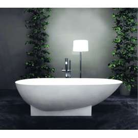 Shea 72-in L x 36-in W x 20-in H Resin Stone Freestanding Bathtub with center drain, in White