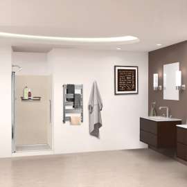 SWK363672-28V SaraMar 36-in x 36-in x 72-in Glue to Wall 3-Piece Shower Wall Trimmable Kit, Cashew Velvet