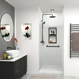 SWK363672-50V SaraMar 36-in x 36-in x 72-in Glue to Wall 3-Piece Shower Wall Trimmable Kit, Lunar Velvet