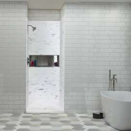 SaraMar 36-In X 36-In X 72-In Glue to Wall 3-Piece Shower Wall Trimmable Kit