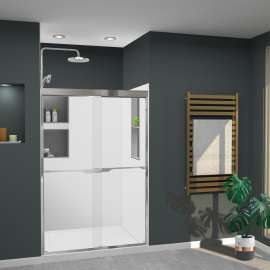 SWK483672-21V SaraMar 48-in x 36-in x 72-in Glue to Wall 3-Piece Shower Wall Trimmable Kit, White Velvet