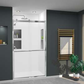 SWK483696-21V SaraMar 48-in x 36-in x 96-in Glue to Wall 3-Piece Shower Wall Trimmable Kit, White Velvet