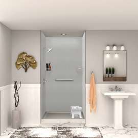 SWK483696-27V SaraMar 48-in x 36-in x 96-in Glue to Wall 3-Piece Shower Wall Trimmable Kit, Grey Beach Velvet