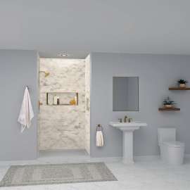 SWK483696-49V SaraMar 48-in x 36-in x 96-in Glue to Wall 3-Piece Shower Wall Trimmable Kit, Sand Creme Velvet