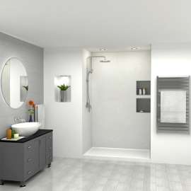 SWK483696-50V SaraMar 48-in x 36-in x 96-in Glue to Wall 3-Piece Shower Wall Trimmable Kit, Lunar Velvet