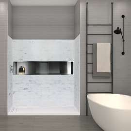 SaraMar 36-In X 60-In X 72-In Glue to Wall 3-Piece Shower Wall Trimmable Kit