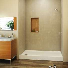 T3 32-in x 32-in Square Alcove Shower Base with Center Drain - In Multiple Colors