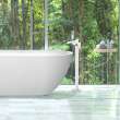 T4240-PC Roslyn Floor Mounted Freestanding Tub Filler With Hand Shower, Polished Chrome