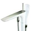 T4250-WH/BN Blythe Floor Mounted Freestanding Tub Filler With Hand Shower, White/Brushed Nickel