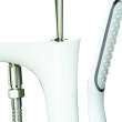 T4250-WH/BN Blythe Floor Mounted Freestanding Tub Filler With Hand Shower, White/Brushed Nickel