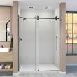 TBD608010L-R-MB Teegan 59-in W x 80-in H Frameless Sliding Door with Fixed Panel in Matte Black with Low Iron Glass