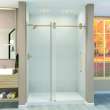 Teegan Plus TPBT608010L-S-CB Frameless sliding shower door with fixed panel in champagne bronze with low iron glass and Sabrina handles