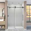 Teegan Plus TPBT608010L-S-MB Frameless sliding shower door with fixed panel in matte black with low iron glass and Sabrina handles