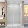 Frameless sliding shower door with fixed panel in  with low iron glass and Sabrina handles