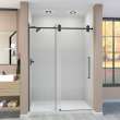 Teegan Plus TPBT608010C-T-MB Frameless sliding shower door with fixed panel in matte black with clear glass and Turin handles