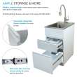 TC2D-1522-W All-in-One 15.5-in x 22.4-in x 34.9-in Metal Drop-In Laundry/Utility Sink and Cabinet in Gloss White