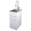 TC2D-1522-W All-in-One 15.5-in x 22.4-in x 34.9-in Metal Drop-In Laundry/Utility Sink and Cabinet in Gloss White