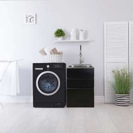 TC2D-2222-BB All-in-One 22-in x 22-in x 35-in Metal Undermount Laundry/Utility Sink and Cabinet in Matte Black