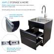 KW-2222-BB All-in-One 44.8-in x 22-in x 35-in Metal Undermount Laundry/Utility Sink and Cabinet in Matte Black
