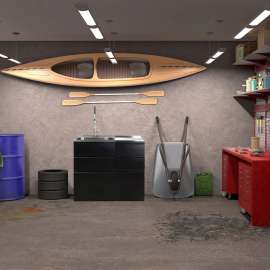 KW-2222-BB All-in-One 44.8-in x 22-in x 35-in Metal Undermount Laundry/Utility Sink and Cabinet in Matte Black