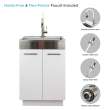 24-in White Laundry Cabinet with 9-in Handmade Stainless Steel Sink, Stainless Steel High Arc Faucet in White