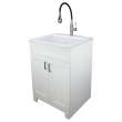 TCAS-2522-WC 25-in Laundry Cabinet with Extra Deep Acrylic Sink, Stainless Steel High Arc Faucet in White