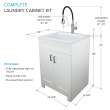 TCAS-2522-WC 25-in Laundry Cabinet with Extra Deep Acrylic Sink, Stainless Steel High Arc Faucet in White
