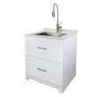 TCG-3025-WC All-in-One 29-in x 25.5-in Quartz Undermount Laundry/Utility Sink and Cabinet with Faucet in Matte White