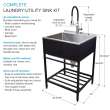 TFH-2522-MB 25-in. Stainless Steel Laundry Sink with Wash Stand in Matte Black